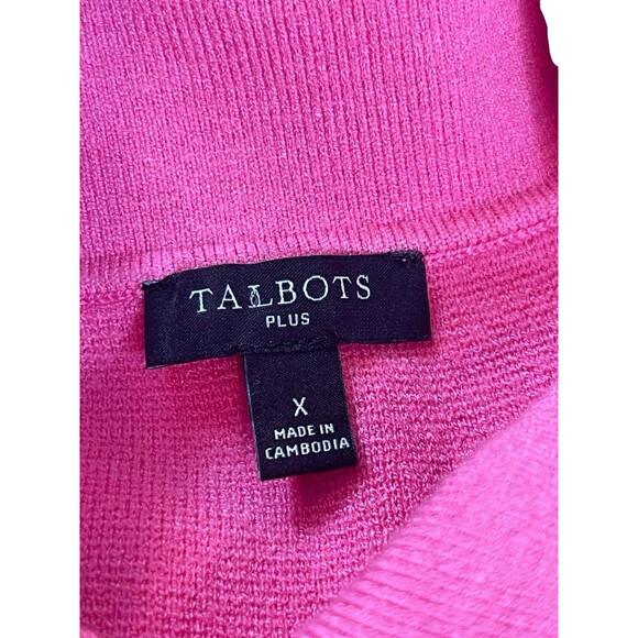 Talbots Plus X Pink Collared Sweater Top Gold Button Preppy Cropped Country Club - Picture 6 of 13
